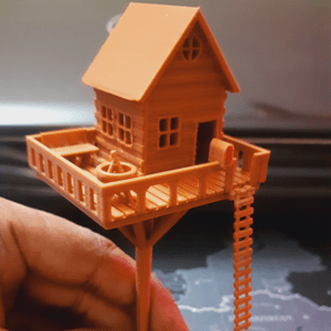 Mini Treehouse with Ladder for Flower Pot